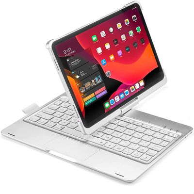 360 Degree Rotation iPad Air 10.9 inch Keyboard case Built-in touchpad 7-Color Backlight 4th Generation iPad Air4 Keyboard Cover Bluetooth Wireless Keyboard (iPad Air4 10.9" (2020), Silver)