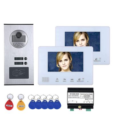 7 Inch Bus 2 Wire Video Door Phone Intercom Systems Kit for Home 2 Units Apartment Night Vision