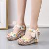 ZBYY Women's Ankle Strap Wedge Sandal Summer Open Toe Strappy Sandals Espadrille Platform Shoes Bowknot Dress Shoes view 3