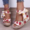 ZBYY Women's Ankle Strap Wedge Sandal Summer Open Toe Strappy Sandals Espadrille Platform Shoes Bowknot Dress Shoes view 2