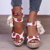 ZBYY Women's Ankle Strap Wedge Sandal Summer Open Toe Strappy Sandals Espadrille Platform Shoes Bowknot Dress Shoes view 4