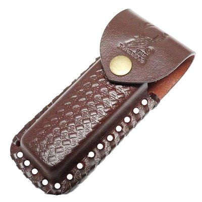 THE BONE EDGE Brown 4" Leather Sheath For Folding Blade Pocket Knife Belt Loop