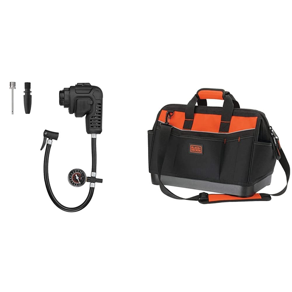 BLACK+DECKER Inflator Multi-Tool Attachment with 16 in. Wide Mouth Zippered Tool Bag (BDCMTHPI & BDST500002APB)