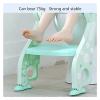 Foldable Children's Toilet Seat with Stairs, Children's Toilet Training for Children from 2-7 Years, Baby Potty Training Seat with Splash Guard(Pink/Green) (Color : Green) view 2
