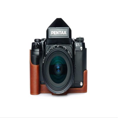 67 II Case, BolinUS Handmade Genuine Real Leather Half Camera Case Bag Cover for Pentax 67II 67 II Film Camera (LavaBrown)