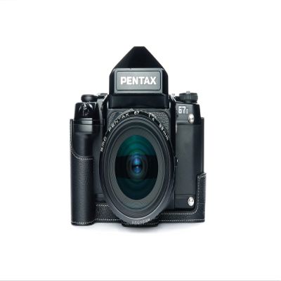 67 II Case, BolinUS Handmade Genuine Real Leather Half Camera Case Bag Cover for Pentax 67II 67 II Film Camera (Black)