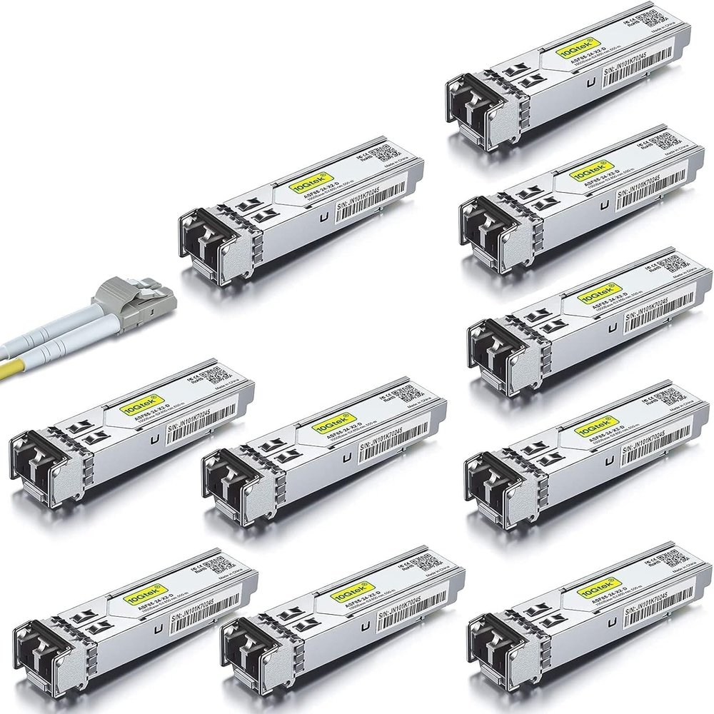 [10-Pack] 1.25G SFP 1000Base-SX Transceiver & [1-Pack] 1-Meter OM3 LC to LC Fiber Optic Cord