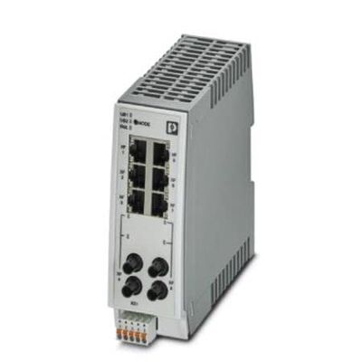 Phoenix Contact, FL Switch 2206-2FX ST, Managed Switch 2000-6 RJ45 Ports 10/100 Mbps - 2 ST Multi-Mode 100 Mbps - Degree of Protection: IP20 - PROFINET Conformance-Class B (1 Item/s)