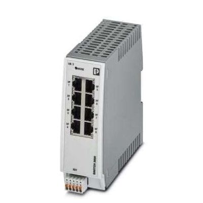 PHOENIX CONTACT FL Switch 2008 (2702324), 18-32 VDC, 8 RJ45 Ports 10/100 MBPS, DIN Rail Mount, Industrial ETHERNET Switch, IP20, Managed 2000 Series, Screw TERMINALS
