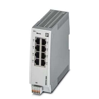 PHOENIX CONTACT FL Switch 2008 (2702324), 18-32 VDC, 8 RJ45 Ports 10/100 MBPS, DIN Rail Mount, Industrial ETHERNET Switch, IP20, Managed 2000 Series, Screw TERMINALS