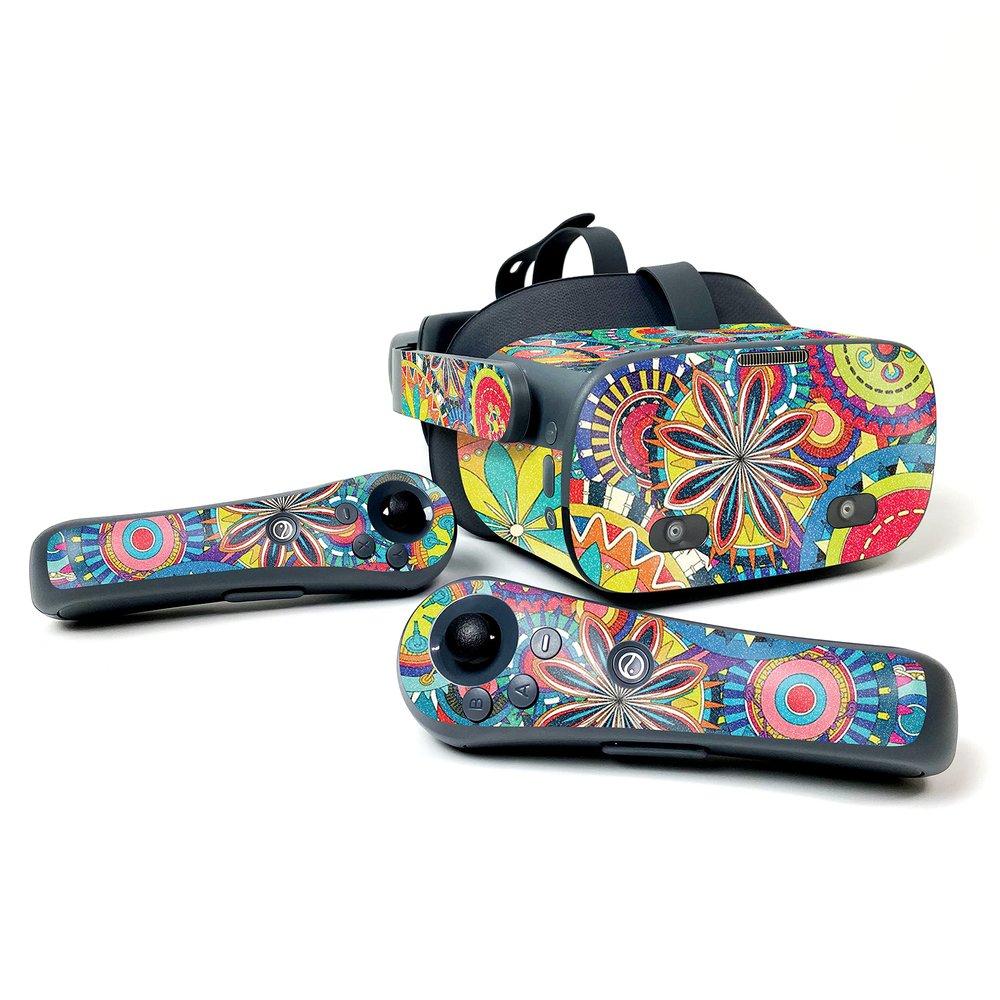 MightySkins Glossy Glitter Skin Compatible with Pico Neo 2 - Flower Wheels | Protective, Durable High-Gloss Glitter Finish | Easy to Apply, Remove, and Change Styles | Made in The USA
