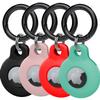 Kanya Silicone Case Compatible with AirTag,4 Pack Soft Anti-Scratch Shockproof Protective AirTag Skin Cover Holder with Carabiner for Apple AirTag Dog Collar (Black+Red+Pink+Light Green) view 1