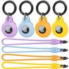Kanya Silicone Case Compatible with AirTag,4 Pack Soft Anti-Scratch Shockproof Protective AirTag Skin Cover Holder with Keychain Carabiner (Light Purple+Cloud Blue+Orange+Yellow) view 1