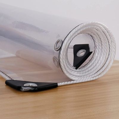 KOOEIN Transparent Tarpaulin Waterproof,Heavy Tarpaulin with Grommet,PVC Clear Tarps,Poly Foldable Tarpaulin,Garden Rainproof Tarps,Soft Glass Material,1.5x3.5m/4.9x11.5ft