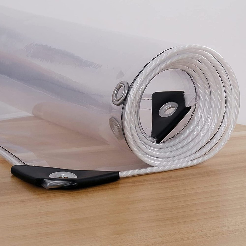 KOOEIN Transparent Tarpaulin Waterproof,Heavy Tarpaulin with Grommet,PVC Clear Tarps,Poly Foldable Tarpaulin,Garden Rainproof Tarps,Soft Glass Material,1.5x3.5m/4.9x11.5ft
