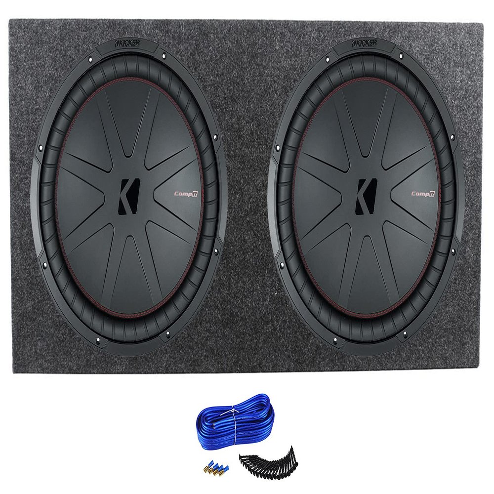 KICKER 2 48CWR154 COMPR15 15" 3200 Watt Car Subwoofers+Vented Sub Box Enclosure