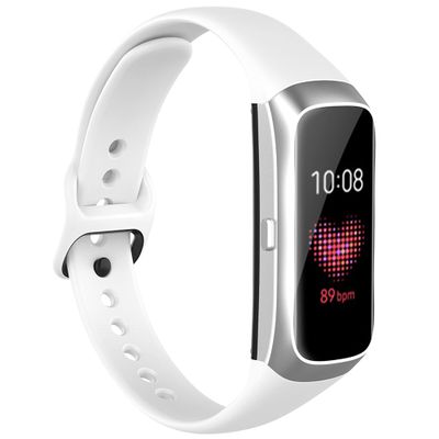 Lijinlan Bands for Samsung Galaxy Fit SM-R370, Soft Silicone Sport Fitness Strap, Replacement Wristband Accessories, White, 17.3mm, 115mm + 85mm, Unisex, Medium to Large