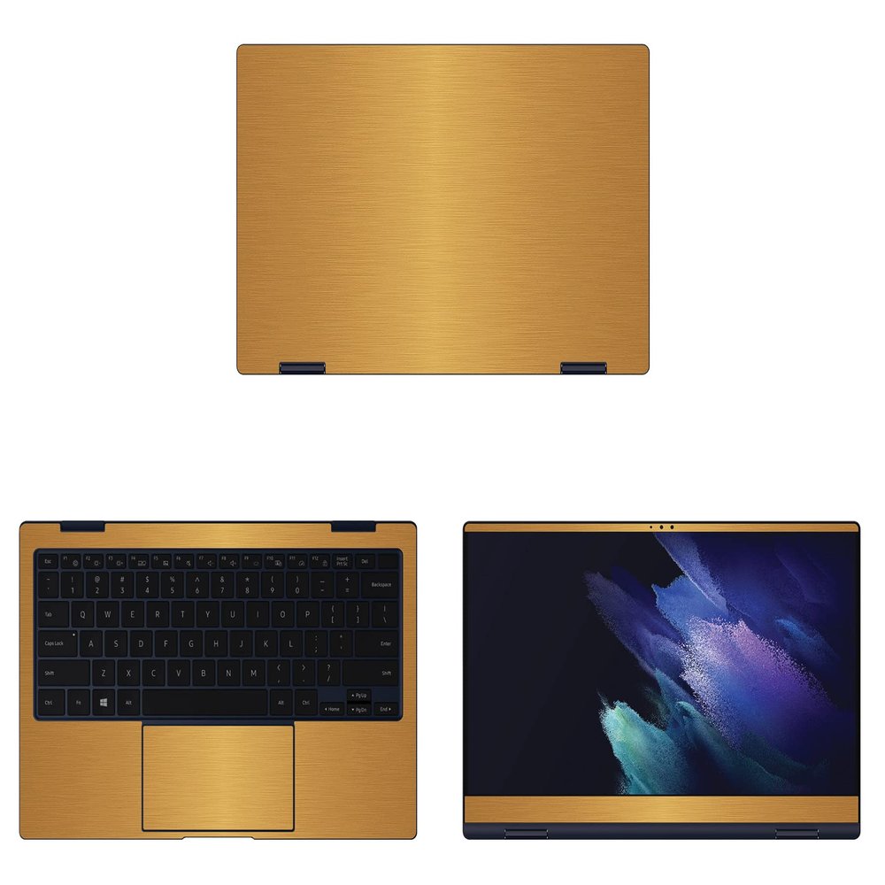 Decalrus - Protective Decal for The Samsung Galaxy Book Pro 360 (13.3" Screen) Laptop Gold Texture Brushed Aluminum wrap BAsamsungGalaxybkPro360_13Gold