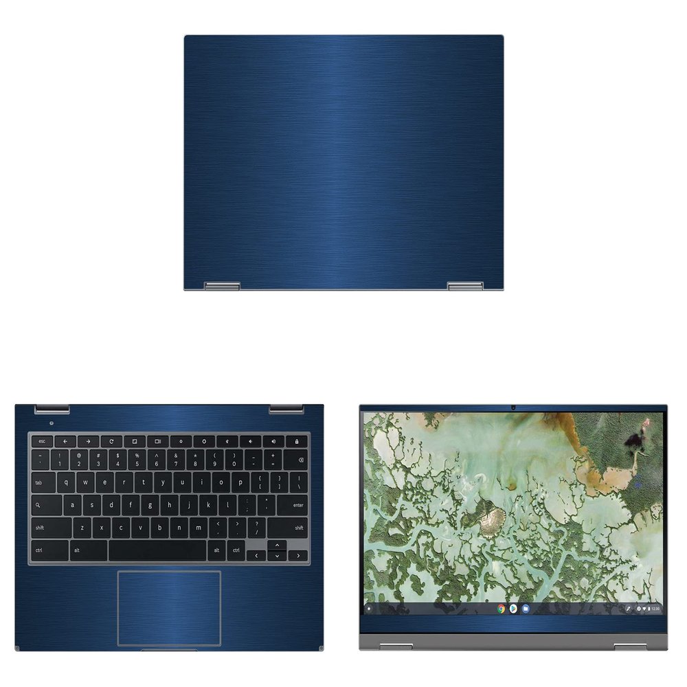 Decalrus - Protective Decal for The Samsung Galaxy Chromebook 2 XE530 (13.3" Screen) Laptop Blue Texture Brushed Aluminum wrap BAsamsungGalaxyChrmbk2_13Blue