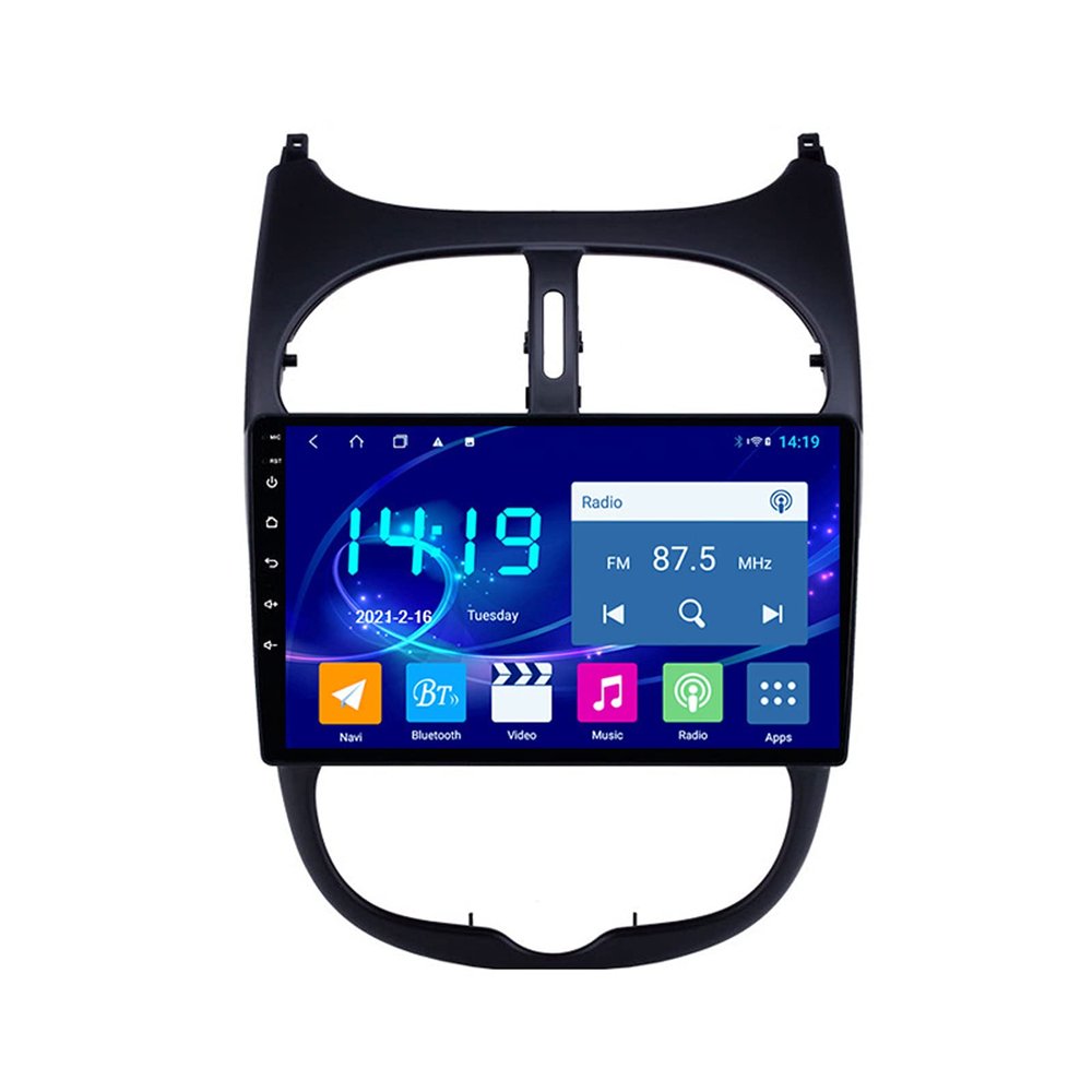 Android 10.0 Car Radio Multimedia Player, for Peugeot 206 2001-2008, with Rear View Camera Supports Mirror Link/Steering Wheel Control/USB/FM/Video/Bluetooth/1080P Video,Octa core,4G WiFi 4+64