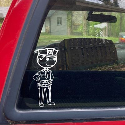 Police Officer Figure Vinyl Decal Sticker Male&Female 3.5x8 (White Male)