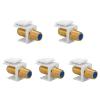 Borsuer 5Pcs RG6 Keystone Jack Coax Insert Wall Plate 3 GHz Gold-Plated, F Type RG6 Coaxial Keystone Jacks Connectors White view 1
