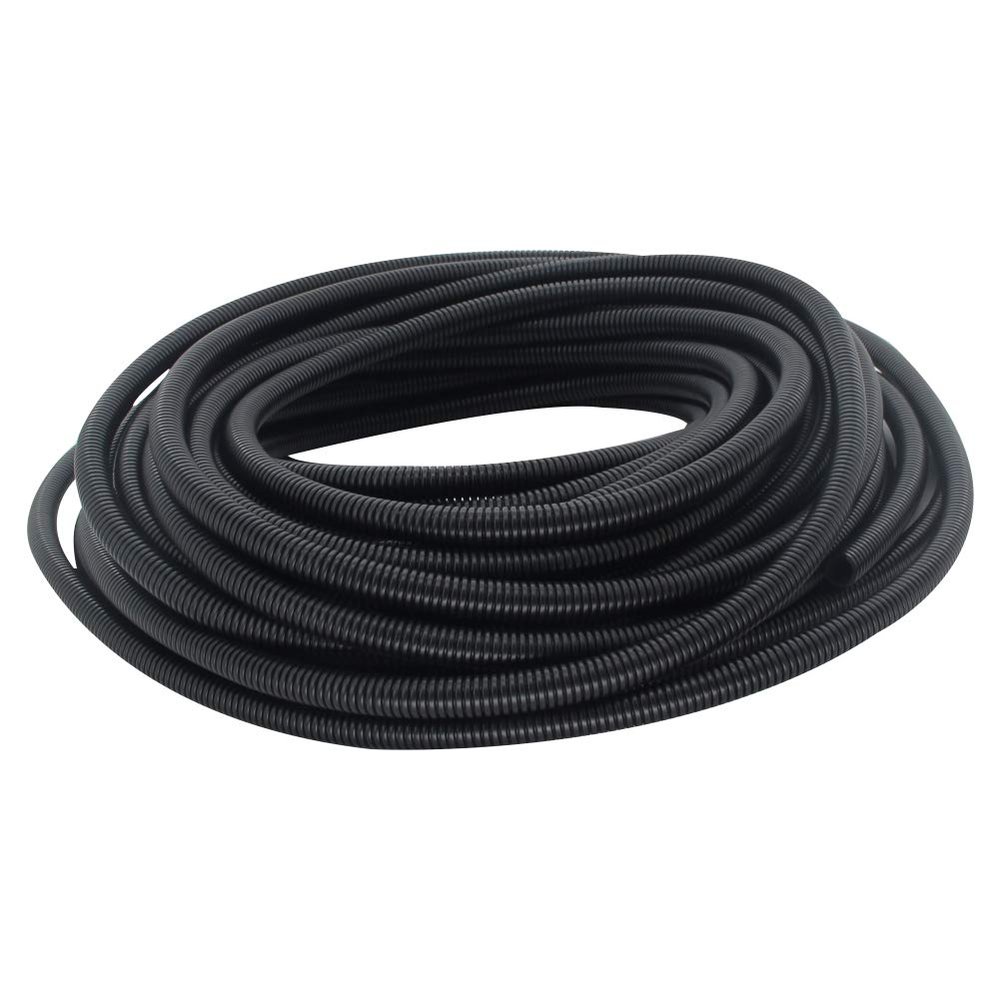 Bettomshin 1Pcs Corrugated Tube Wire Conduit PP Polyethylene Tubing Non Split Flexible Wire Pipe Hose 14.3mm Inner Dia 18.5mm Outer Dia 8M Long for Liquid Cable Cover Sleeve Black