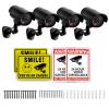 4 Packs Fake Security Camera with No Trespassing Signs Smile You're On Camera Warning Signs and Screws, Dummy Cameras with Realistic LED Red Flashing Light for Outdoor Yard& Indoor Use Set Of 8 view 1