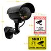4 Packs Fake Security Camera with No Trespassing Signs Smile You're On Camera Warning Signs and Screws, Dummy Cameras with Realistic LED Red Flashing Light for Outdoor Yard& Indoor Use Set Of 8 view 2