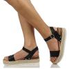 ZBYY Womens Open Toe Casual Ankle Strap Sandals Buckle Espadrilles Flatform Wedge Casual Sandals Comfort Dress Shoes view 2