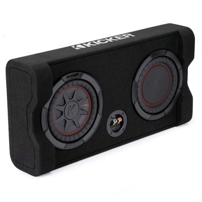 KICKER TRTP 8-inch (20cm) Thin Down Firing Subwoofer and Passive Radiator Enclosure, 2-Ohm, RoHS Compliant (Renewed)