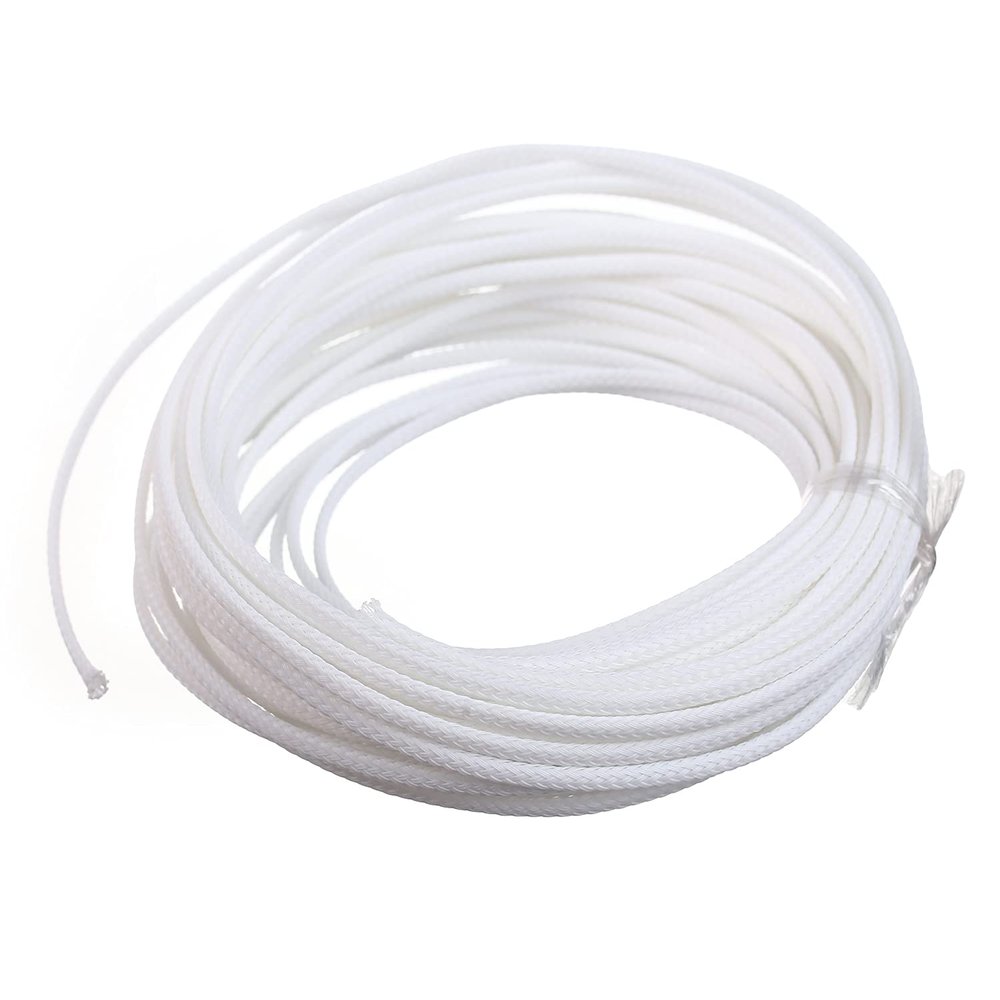 Aicosineg 32.81FT PET Braid Cable Sleeving Flexible Wire Mesh Sleeve Wire Braided Protective Sleeve 0.13in Wrap Protector for Power Cord Protection Flame Retardant Cable Manage White