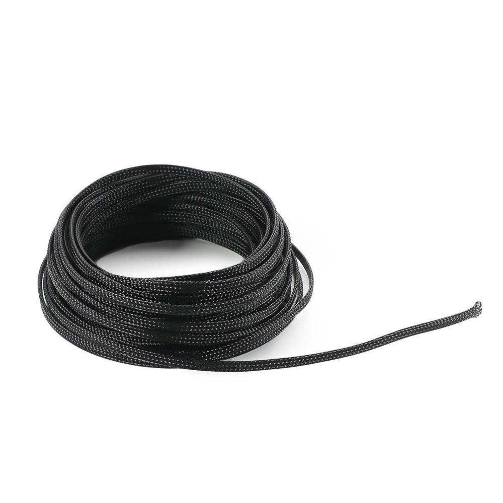 Aicosineg 32.81ft PET Flexible Braided Cable Sleeve 0.16inch Width Wire Loom Sleeving and Organizer Flexible Wire Mesh Sleeve for TV Audio PC Cords from Pets Chewing Black