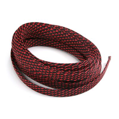 Aicosineg Cable Sleeve Braided Sleeving PET Wire Loom Tubing Cable 16.4ft-2/5inch Wrap Protector for HiFi Audio and Video Headphone Cable Protect Wires from Chewing of Pets Black and Red