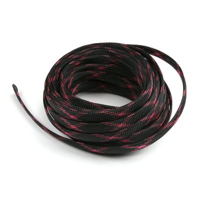 Aicosineg Cable Sleeve Braided Sleeving PET Wire Loom Tubing Cable 32.81ft-2/5inch Wrap Protector for HiFi Audio and Video Headphone Cable Protect Wires from Chewing of Pets Black and Pink