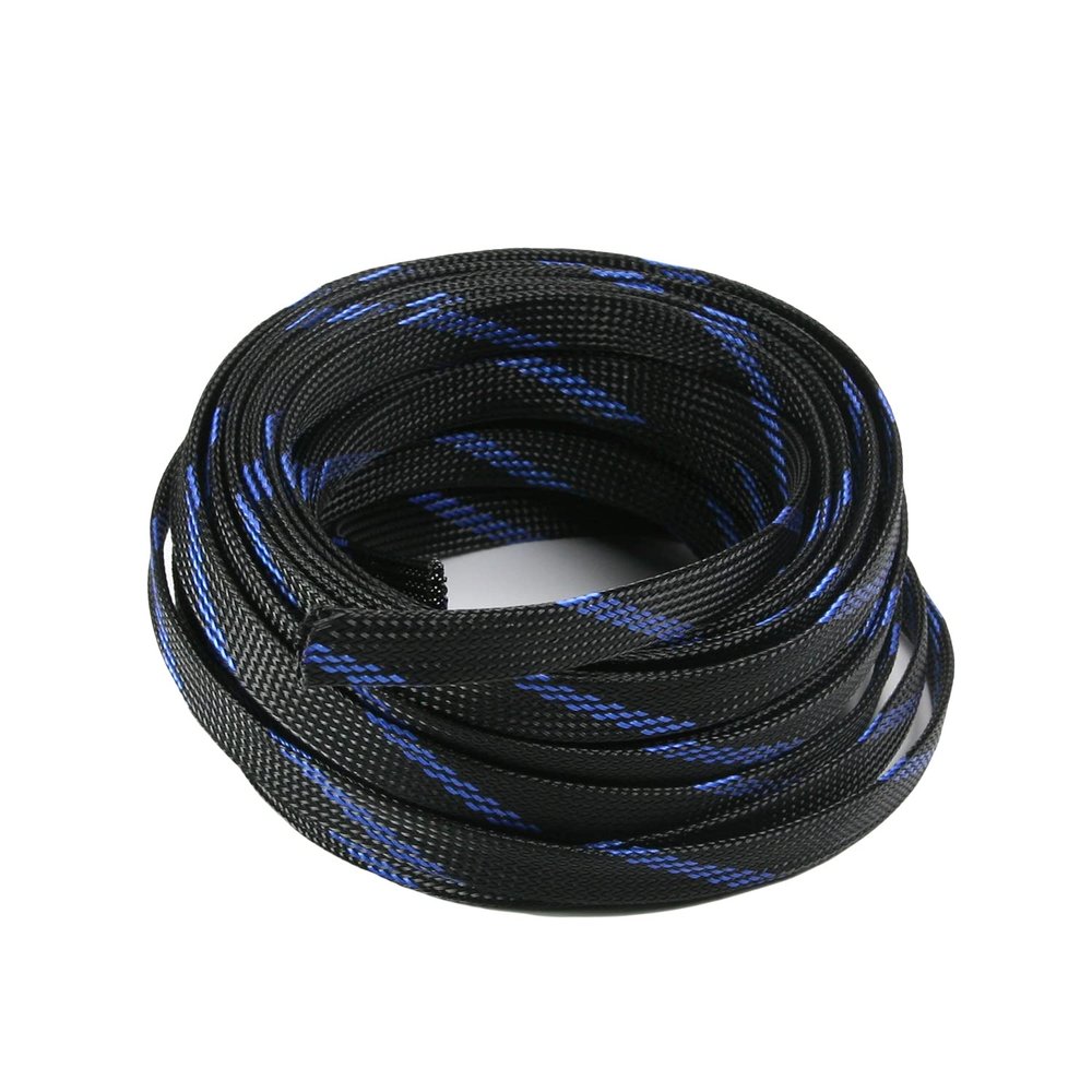 Aicosineg Cable Sleeve Braided Sleeving PET Wire Loom Tubing Cable 29.53ft-4/9inches Wrap Protector for HiFi Audio and Video Headphone Cable Protect Wires from Chewing of Pets Black and Blue