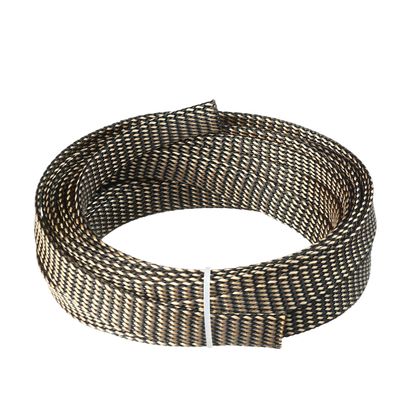 Aicosineg 16.4ft PET Flexible Braided Cable Sleeve 0.55inch Width Wire Loom Sleeving and Organizer Flexible Wire Mesh Sleeve Wrap Protector for TV Audio PC Cords from Pets Chewing Black and Gold