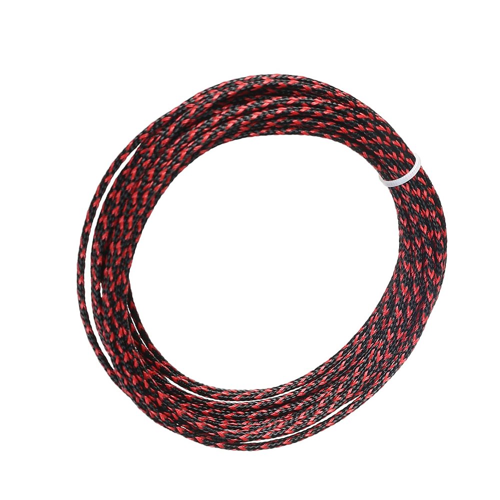 Aicosineg Cable Sleeve Braided Sleeving PET Wire Loom Tubing Cable 16.4ft-1/8inch Wrap Protector for HiFi Audio and Video Headphone Cable Protect Wires from Chewing of Pets Black and Red