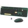 Colorful Wireless Computer Keyboards Mouse Combos, UBOTIE Polychrome Round Keycaps Retro PC Keyboards 2.4GHz Radio Frequency Connection with Optical Mouse Power Switch (Green-Black) view 1