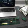 Colorful Wireless Computer Keyboards Mouse Combos, UBOTIE Polychrome Round Keycaps Retro PC Keyboards 2.4GHz Radio Frequency Connection with Optical Mouse Power Switch (Green-Black) view 2