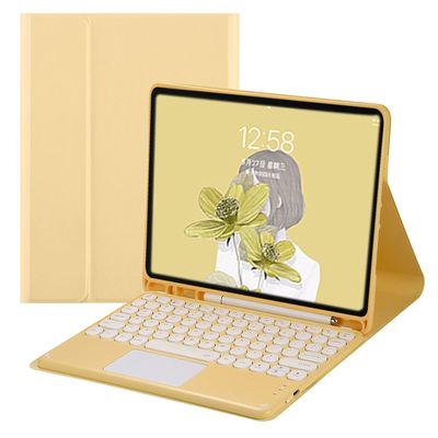 2022 New iPad Pro 11 inch Keyboard Case with Touchpad Cute Round Key Color Keyboard iPad Pro 11" 4th 3rd 2nd Generation 2018 2020 2021 Detachable Touch Keyboard Slim Smart Cover (Yellow)