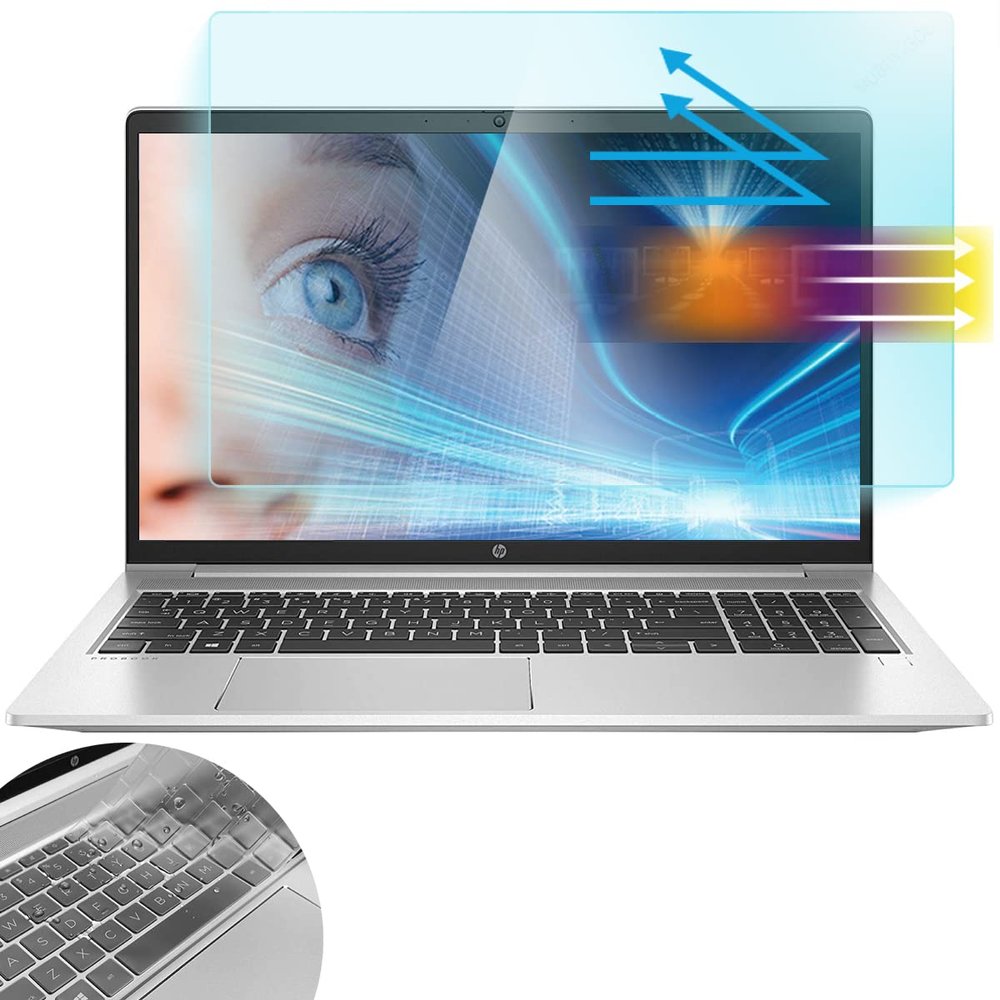 Anti Blue Light Screen Protector for 15.6 HP ProBook 450 455 650 G8 G9 G10 (2 in 1), 2023 2022 ProBook 15.6 Eye Protection Blue Light Glare UV Screen Filter & Keyboard Cover, Anti Fingerprint