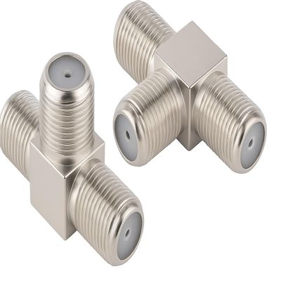Boobrie 2-Pack F-Type Coax Splitter F Female to Double F Female Coaxial Adapter F Type RG6 3-Way Connector for TV Cable Satellite Video VCR Antenna