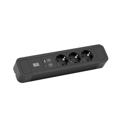 Bach Primo 2 3xSchuko 1xUSB bk 350.008/IP20/1xUSB/2,0m