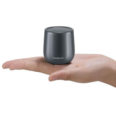 INSMY Small Bluetooth Speaker, Waterproof Mini Portable Wireless Speaker, Punchy Bass Rich Audio Stereo Pairing, Handheld Pocket Size Built in Mic for Hiking Biking Gift Laptop Tablet (Gray)