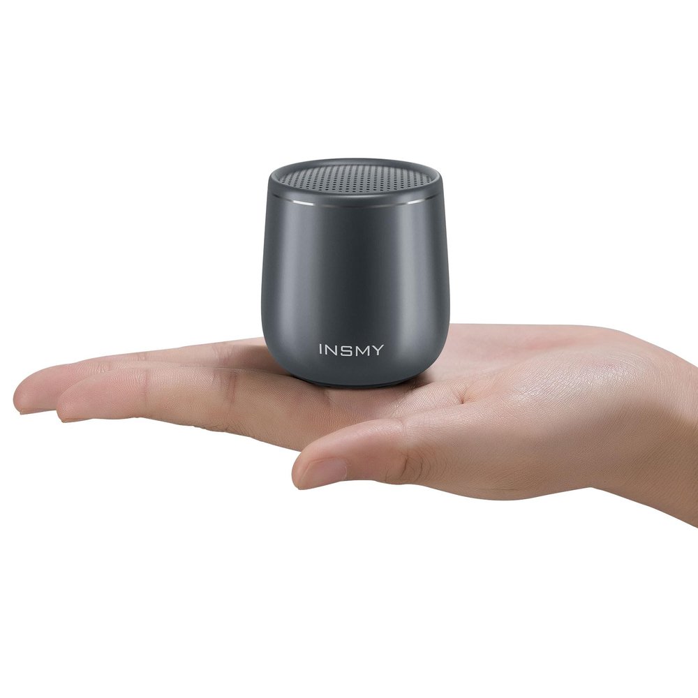 INSMY Small Bluetooth Speaker, Waterproof Mini Portable Wireless Speaker, Punchy Bass Rich Audio Stereo Pairing, Handheld Pocket Size Built in Mic for Hiking Biking Gift Laptop Tablet (Gray)