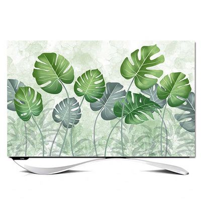 32-85In Interior TV Cover, Botanical Flowers TV Screen Protector Dustproof For LCD LED TV Curved Shape TV Dust Cover Polyester Fibre Interior Decoration