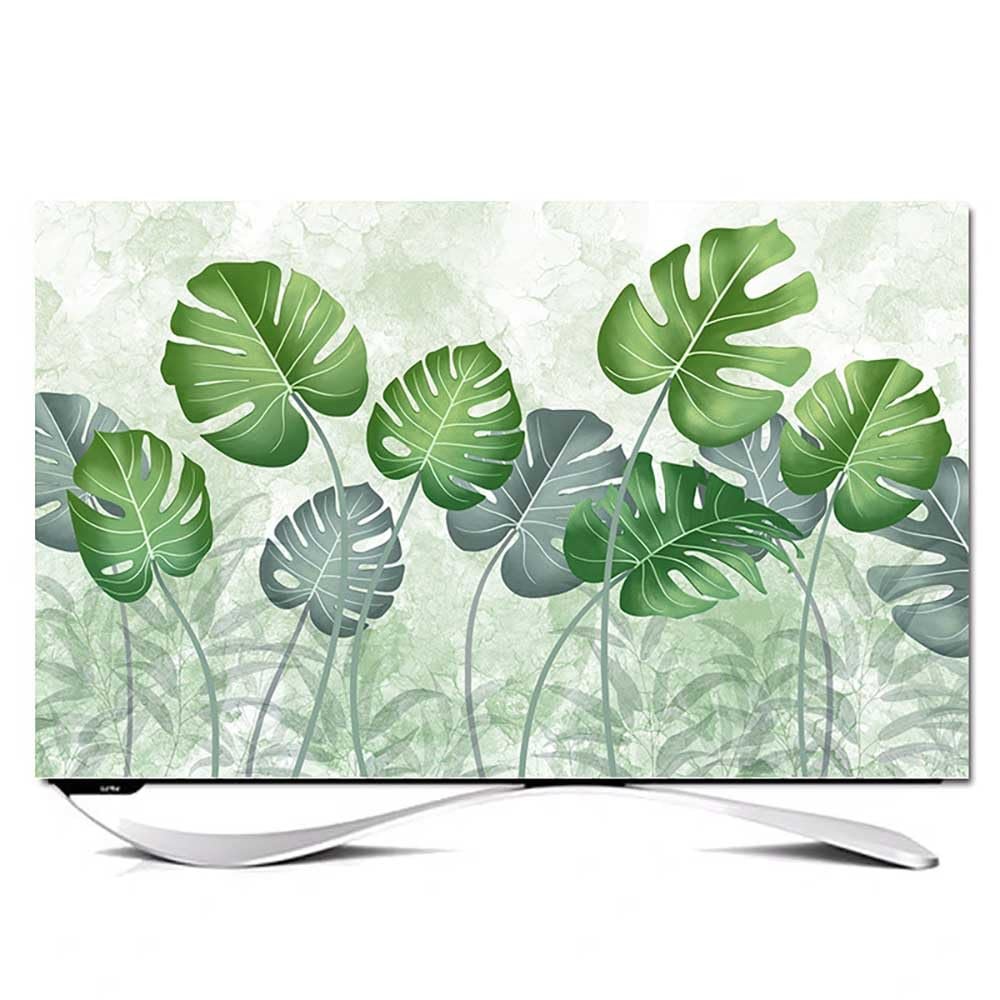 32-85In Interior TV Cover, Botanical Flowers TV Screen Protector Dustproof For LCD LED TV Curved Shape TV Dust Cover Polyester Fibre Interior Decoration