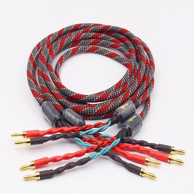 1Pair oxygen-free copper audio speaker cable HI-FI high-end amplifier speaker cable Banana plug cable (Color : Standard edition, Length : 2.5m)