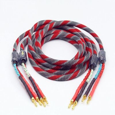 1Pair oxygen-free copper audio speaker cable HI-FI high-end amplifier speaker cable Banana plug cable (Color : Updated version, Length : 1.5m)